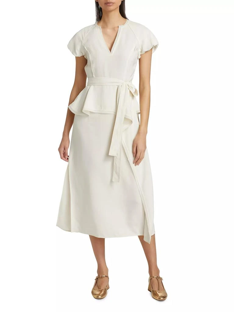 Ulla Johnson Demetria Crepe Peplum Belted Midi-Dress 3