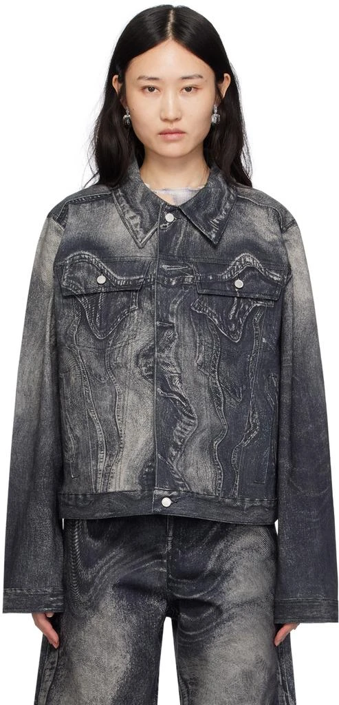 CAMPERLAB Black & Gray Printed Denim Jacket 1