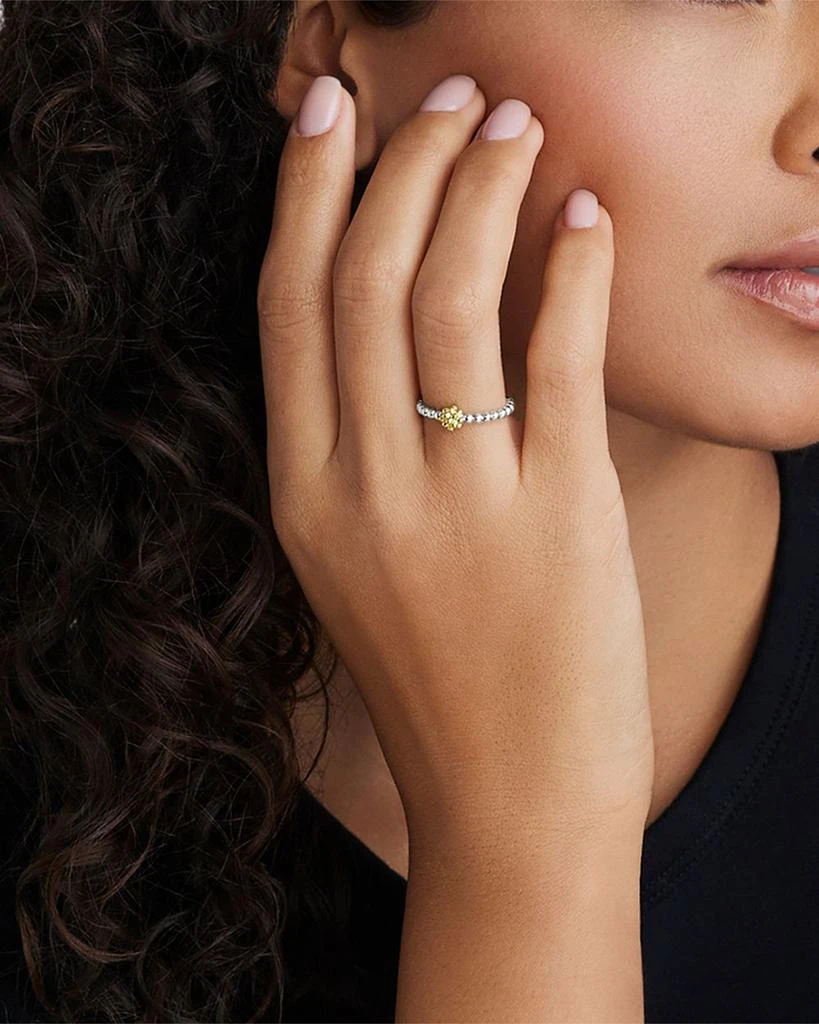 LAGOS 18K Yellow Gold 
Sterling Silver Caviar Icon Beaded Stack Ring 2