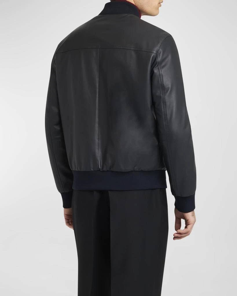 Brioni Men's Classic Leather Bomber Jacket 5