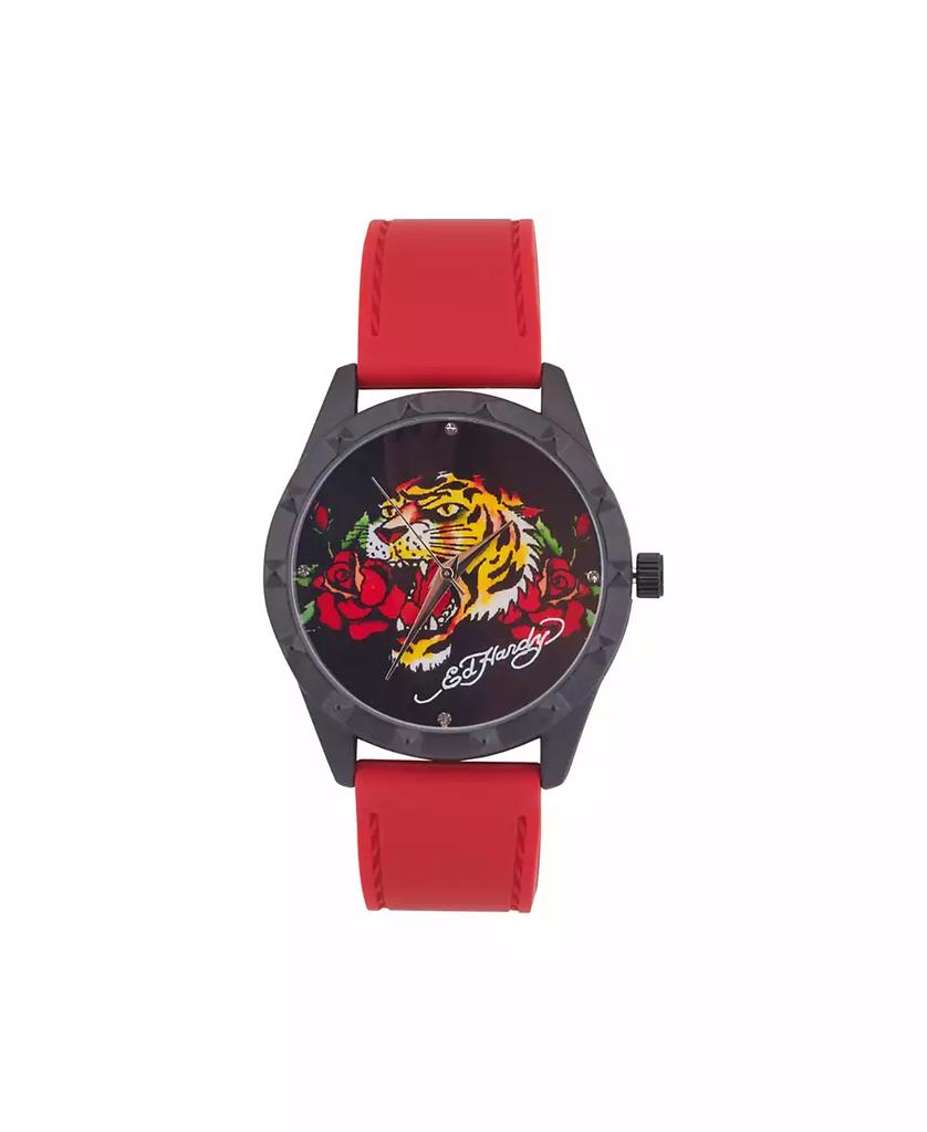 Ed Hardy Women's Quartz Matte Red Silicone Strap Analog Watch