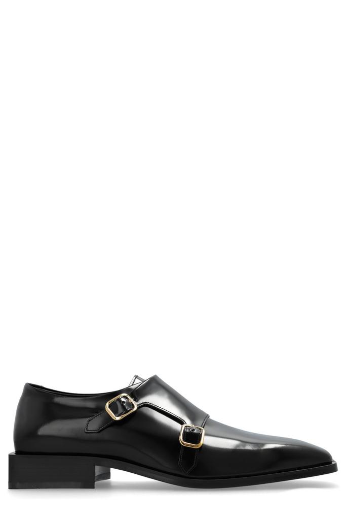 Shop Ferragamo Square-Toe Double Buckled Loafers on Sale at