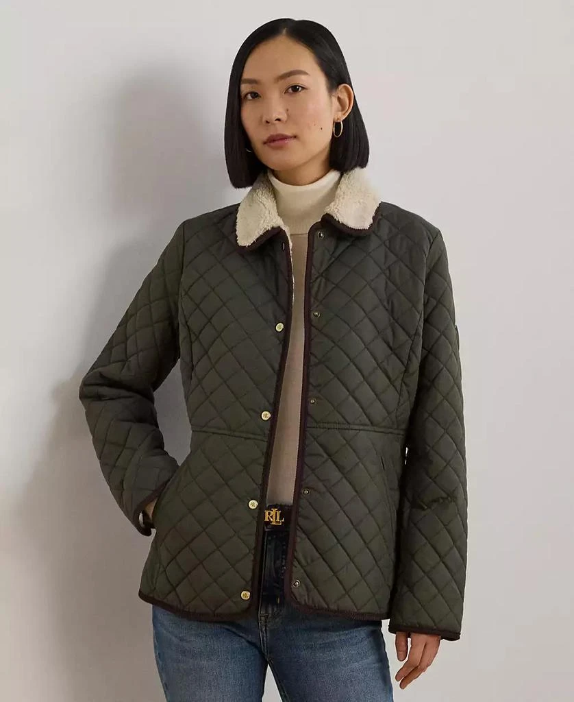 Ralph Lauren Women's Faux-Sherpa-Collar Quilted Coat, P/XS-XX 1