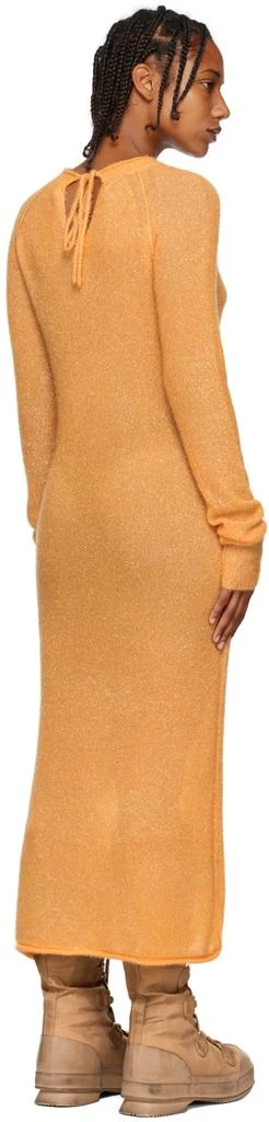 Acne Studios Orange Metallic Thread Maxi Dress 3