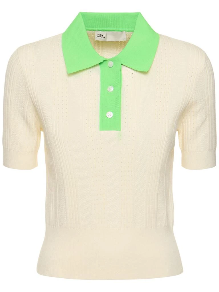 Tory Sport Cotton Pointelle Polo 1