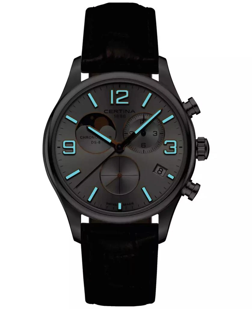 Certina Men's Swiss Chronograph DS-8 Moon Phase Brown Leather Strap Watch 42mm 2