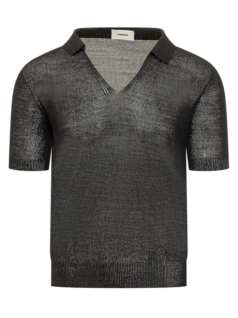 A Paper Kid A Paper Kid Sheer Knitted Polo Shirt