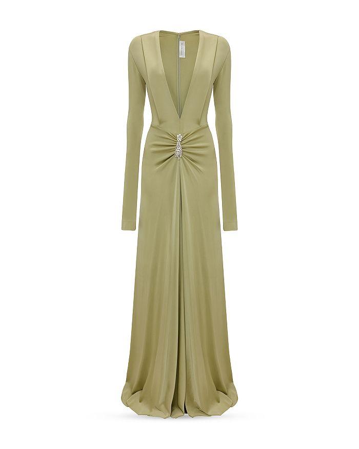 Victoria Beckham Long Sleeve V Neck Gown