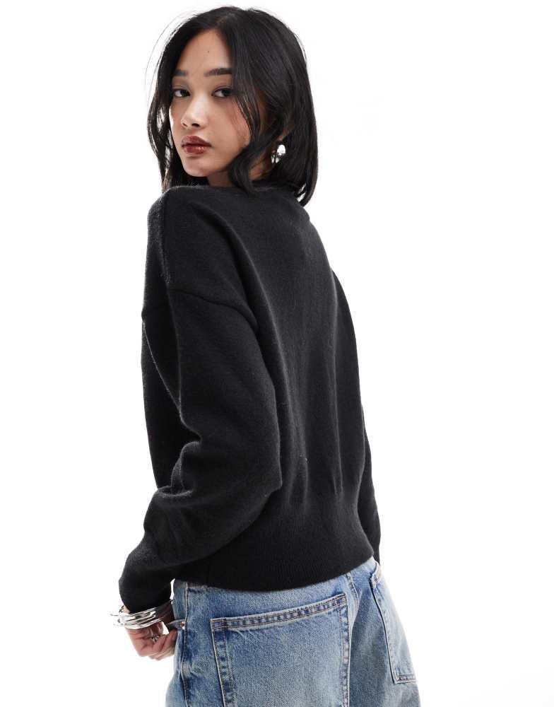Daisy Street Daisy Street fitted waist cardigan in black