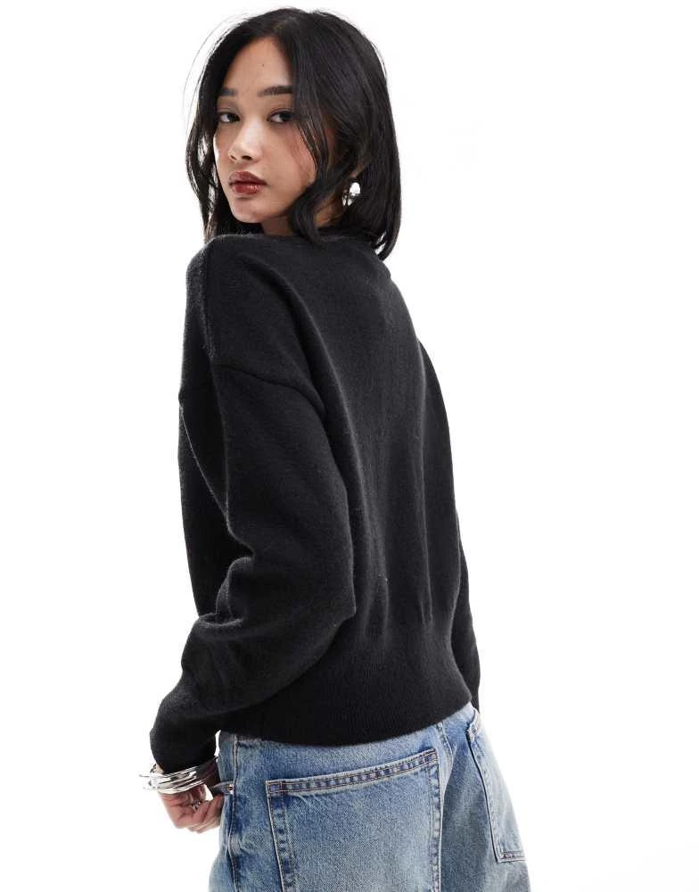 Daisy Street Daisy Street fitted waist cardigan in black 2