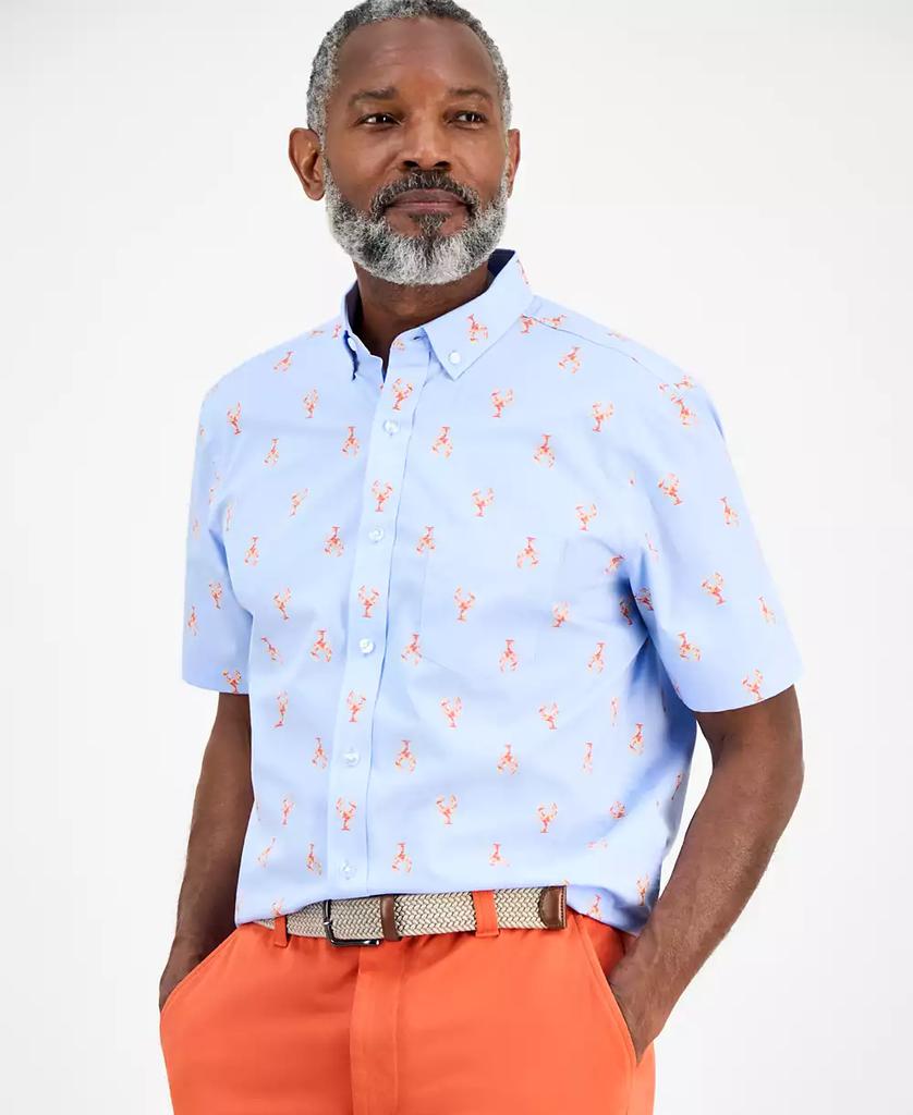 Club Room Men's Short Sleeve Lobster Print Button-Down Shirt, Exclusively at Macy's