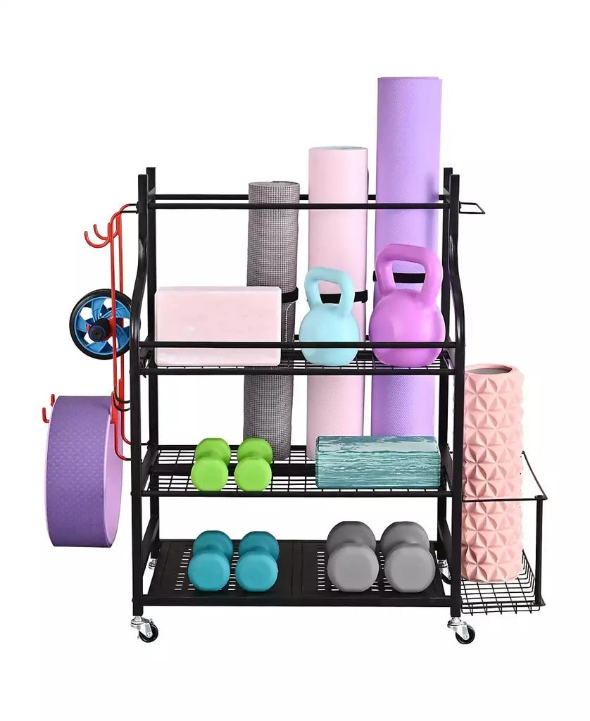 Mythinglogic 3- Tier Yoga Mat Home Gym Storage Rack, Large Capacity Dumbbell Rack for Home 1
