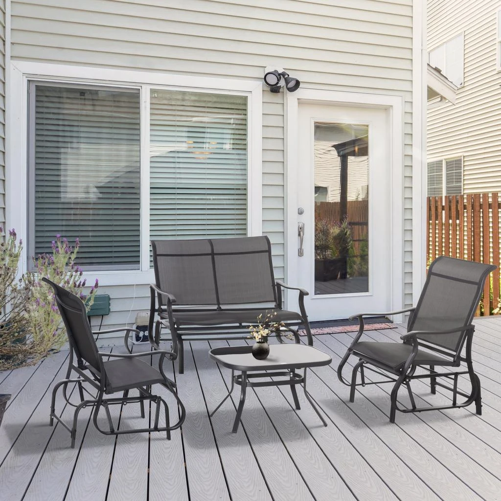 Hivvago 2-Person Glider Bench with Single Chair and Table 2