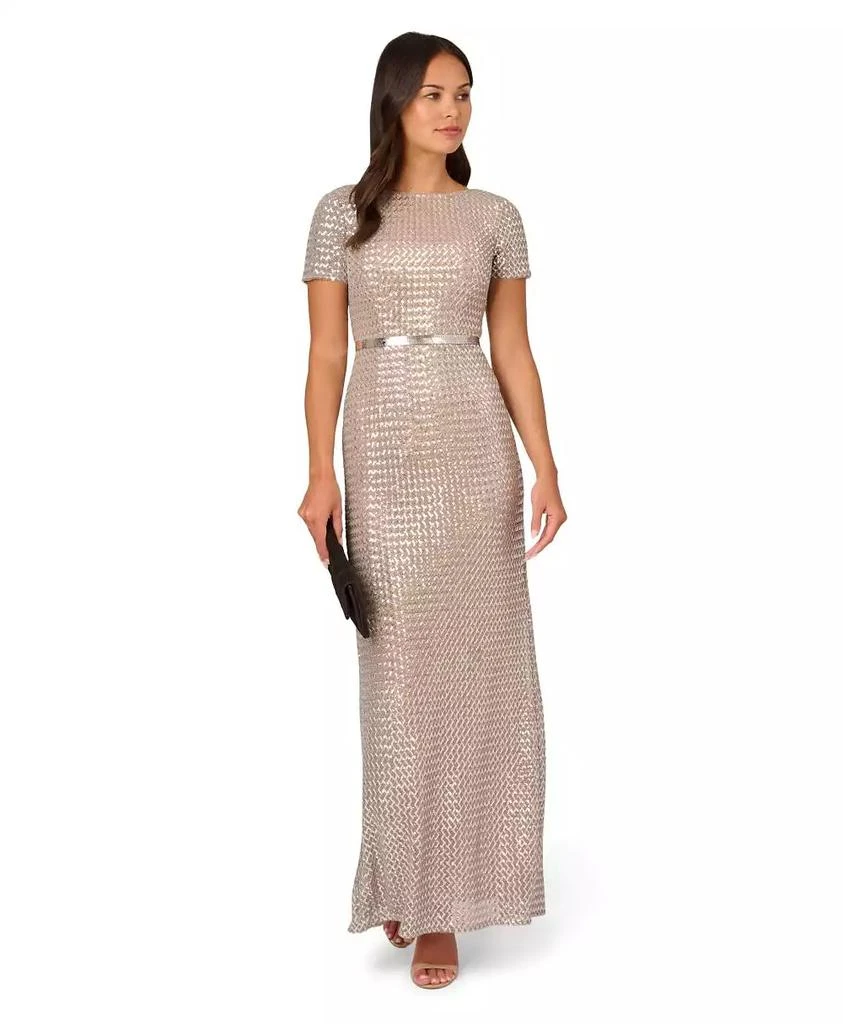 Adrianna Papell Women's Beaded Mesh Column Dress 5