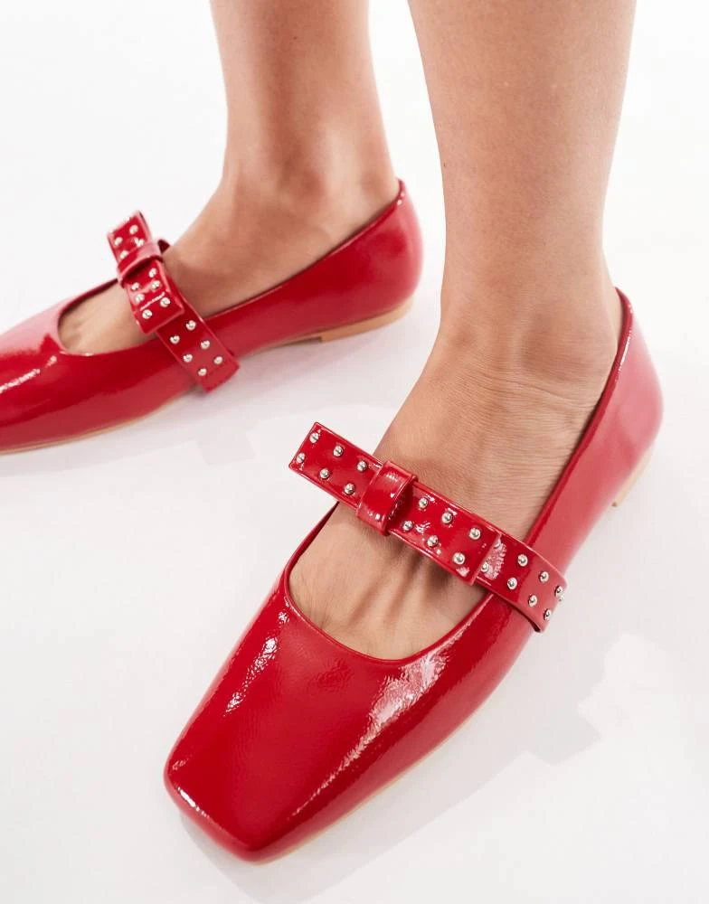 Glamorous Glamorous ballerina flats with bow detail in red 3