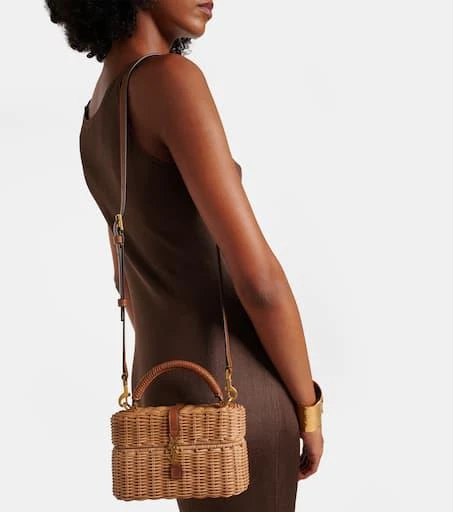 Yves Saint Laurent Gaby leather-trimmed wicker vanity bag 7