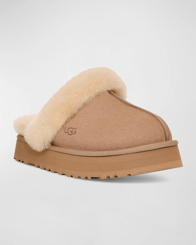 UGG Disquette Suede & Shearling Platform Slippers 3