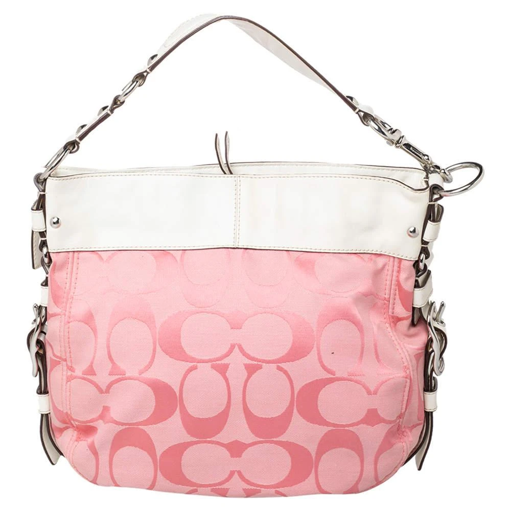 Coach Coach Pink/White Signature Canvas and Leather Hobo 4