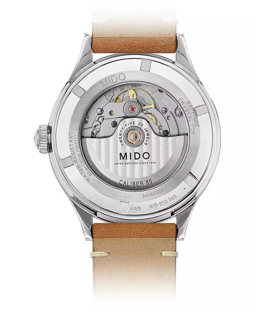 MIDO Men's Swiss Automatic Multifort Patrimony Pulsometer Brown Leather Strap Watch 40mm 3