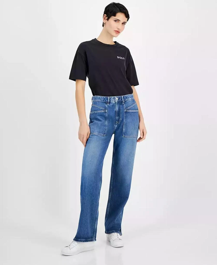 Hugo Boss Women's Soft Stretch Denim Wide-Leg Pants 4