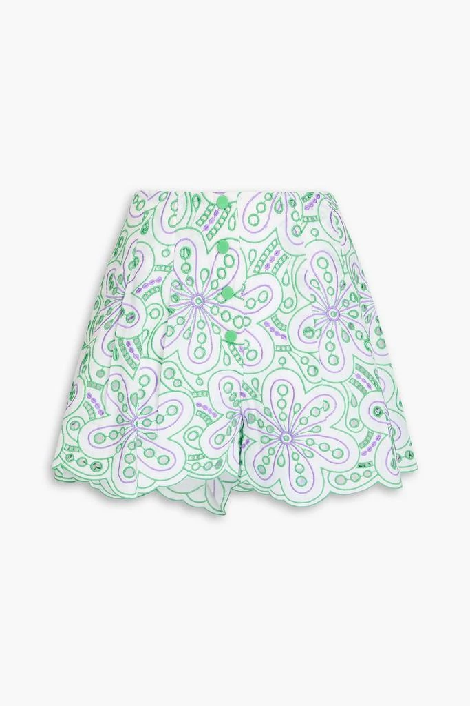 Charo Ruiz Ibiza Gabrielle pleated broderie anglaise cotton-blend shorts 1