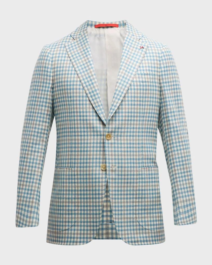 Isaia Men's Check Linen-Blend Sport Coat 1