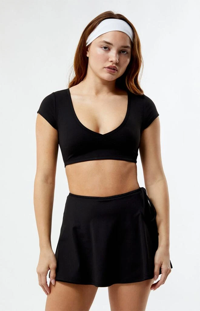 PAC 1980 PAC WHISPER Active Black Anya Surplice Bra Top 2