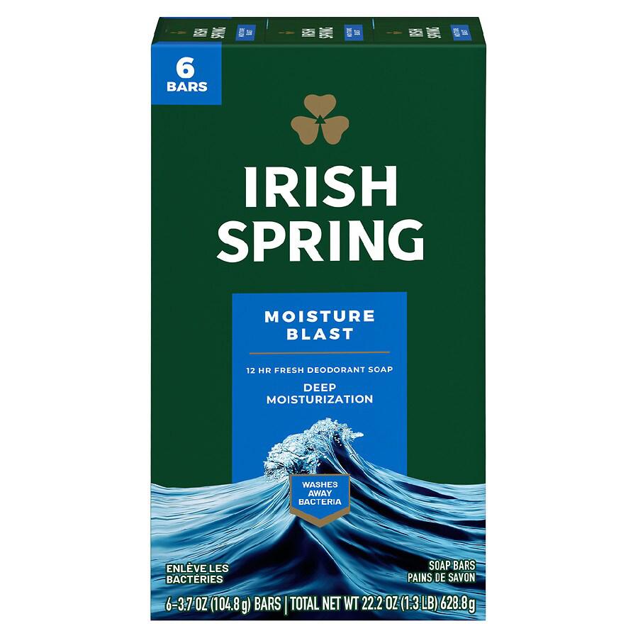 Irish Spring Deodorant Bar Soap for Men Moisture Blast