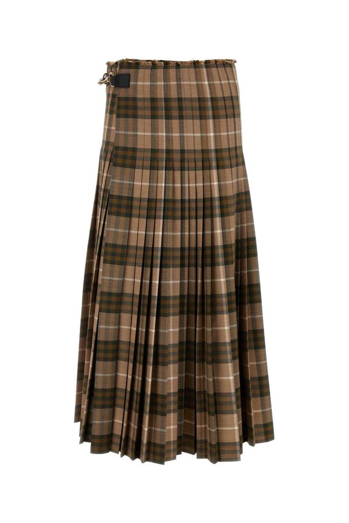 スカート Burberry Check Wool Blend Pleated Skirt Pleated Check Wool Blend Skirt in Linden - Women, Nylon