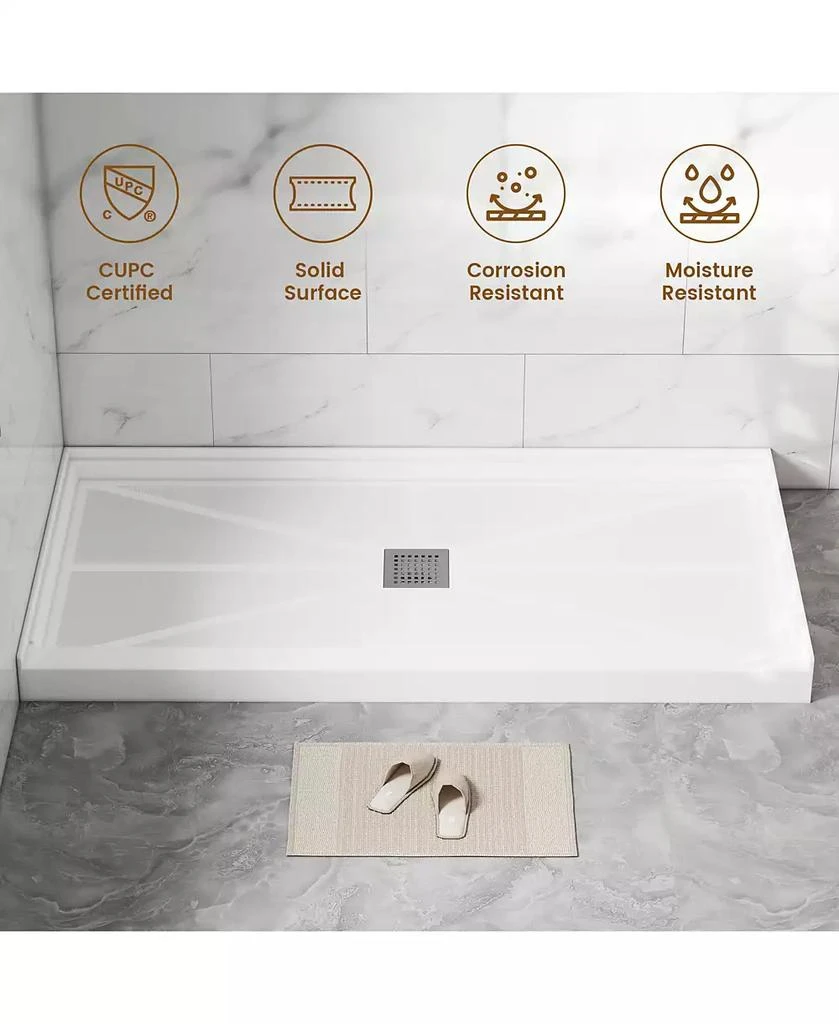 CASAINC 60"W X 36"D SMC Single Threshold Shower Base Anti-Slip Shower Pan, Drain Assembly 
Drain Cover Included 8