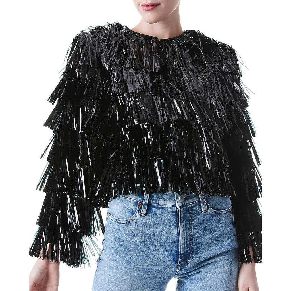 Alice + Olivia Womens Tinsel Cropped Collarless Blazer 2