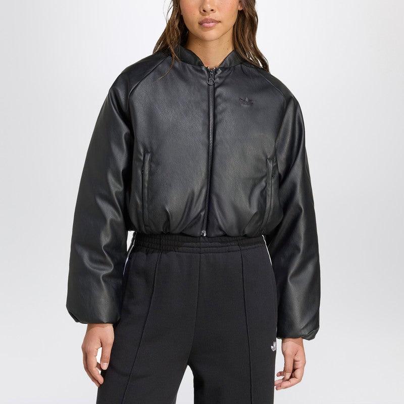 ジャケット・アウター adidas fake leather track jacket Shop adidas Originals faux leather track jacket in black on