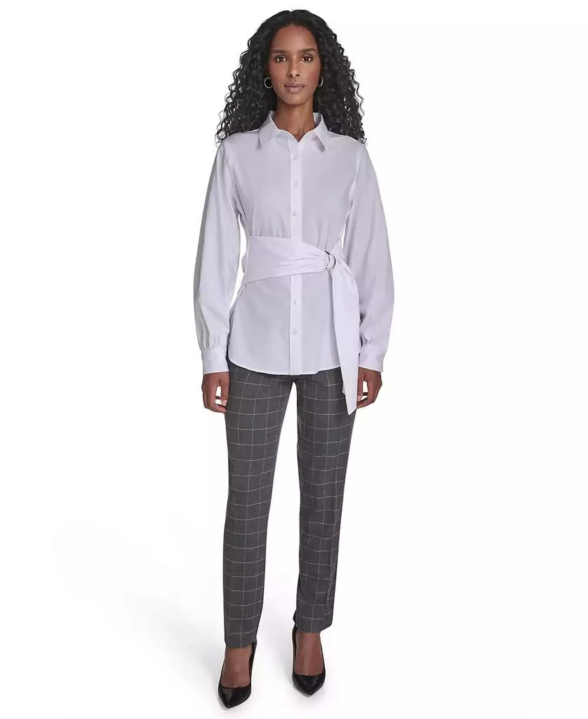 Calvin Klein Women
s Tie Waist Collared Neck Top 2