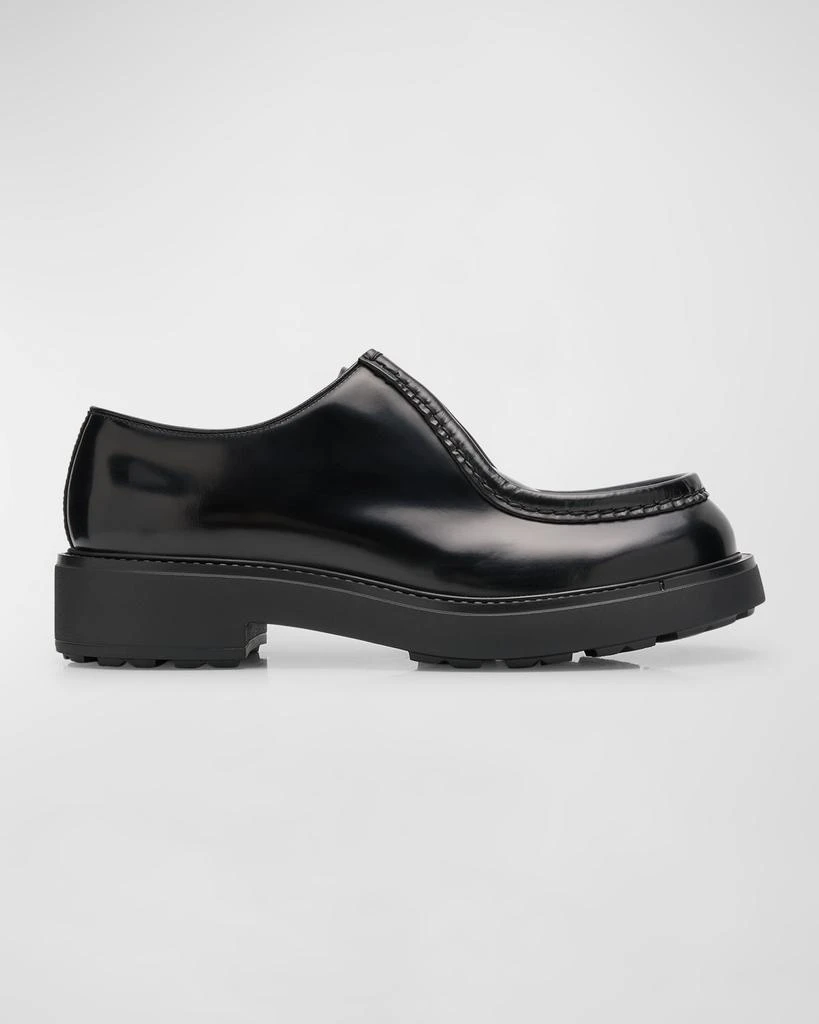 Prada Men's Diapason Opaque Brushed Leather Derby Shoes 1