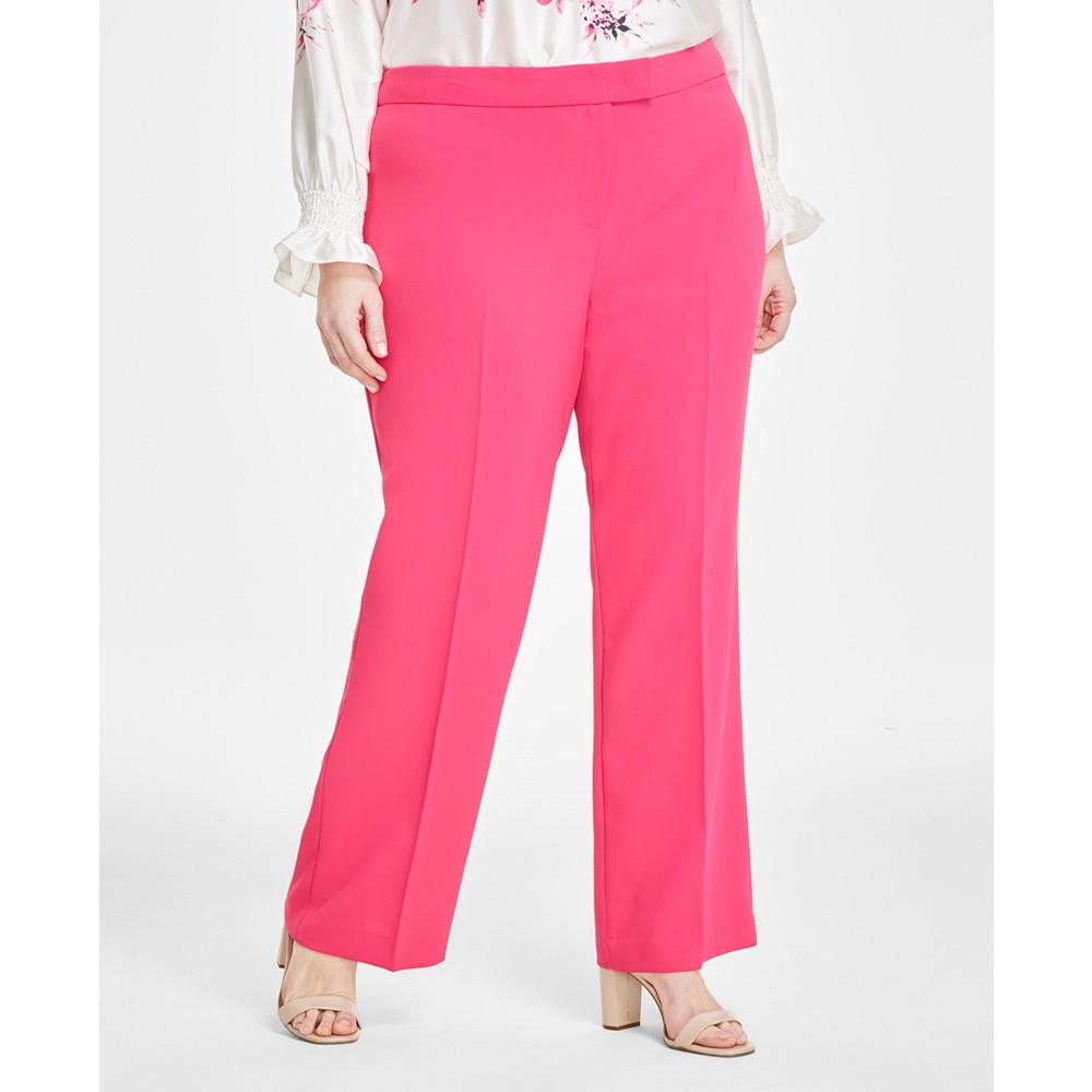 Anne Klein Plus Size Extended-Tab Wide-Leg Pants