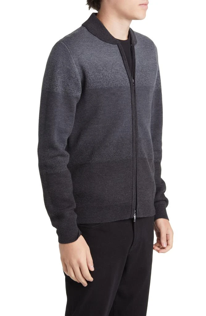 Robert Barakett Crosswoods Ombré Jacquard Merino Wool Zip-Up Sweater Jacket 3