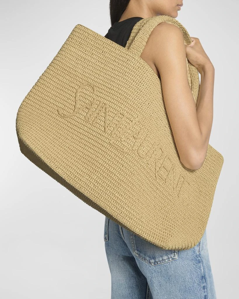 Yves Saint Laurent East-West Logo Raffia Tote Bag 4