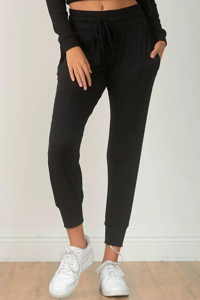 Elan Elastic Waist Jogger In Black