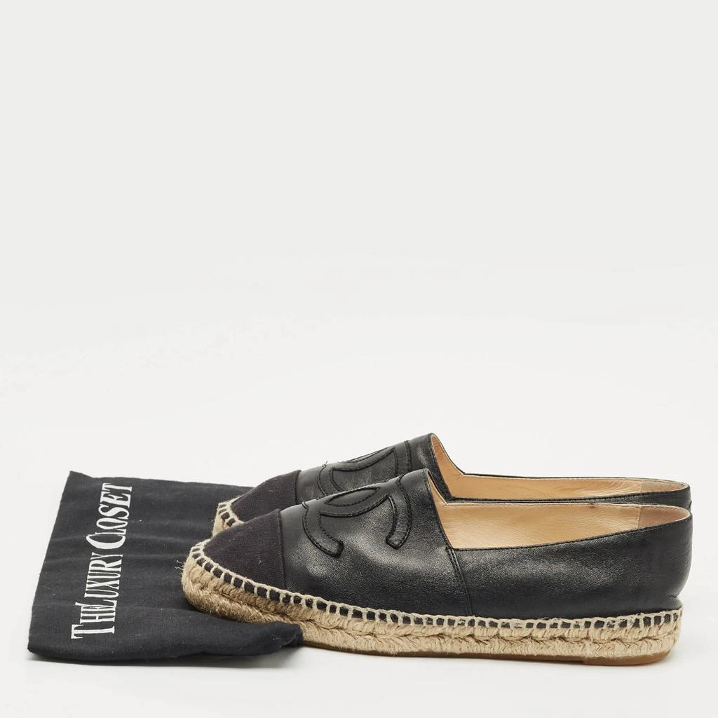 Chanel Chanel Black Leather/Canvas CC Logo Espadrilles Size 38 9