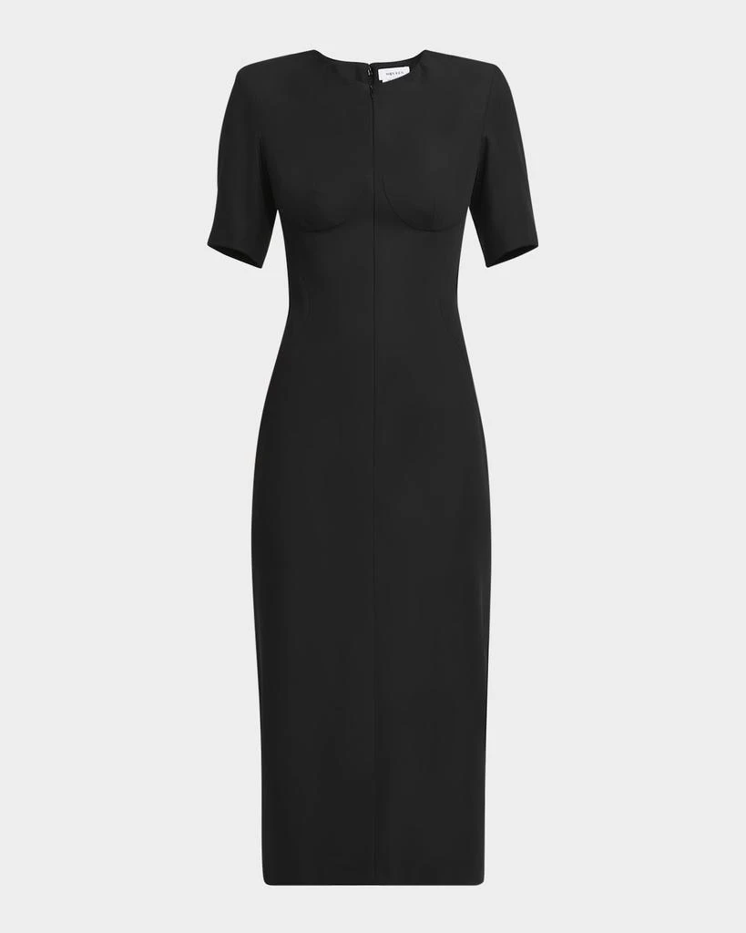 midi dress with voluminous sleeves Black Floral Long Sleeve Maud Midi Dress