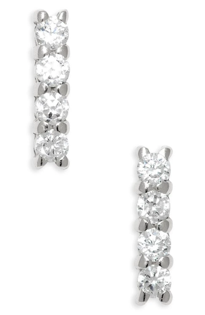 Argento Vivo Sterling Silver Teeny Pavé Bar Stud Earrings 1