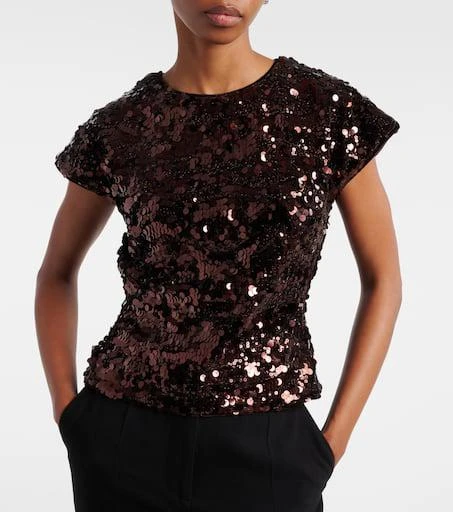 Ganni Bow-detail sequined open-back top 3