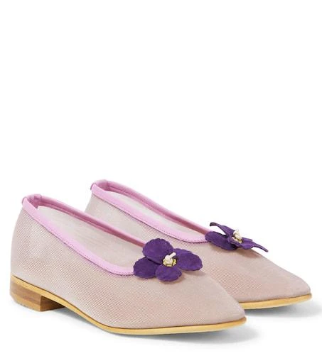 PEPE Floral-appliqué mesh ballet flats 1