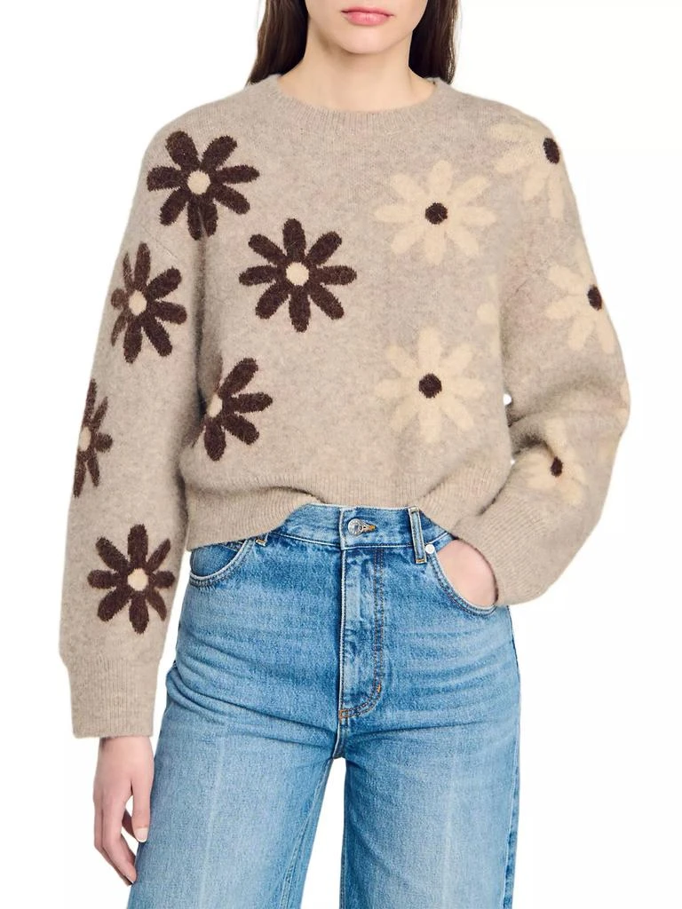 Sandro Floral Knit Sweater 5