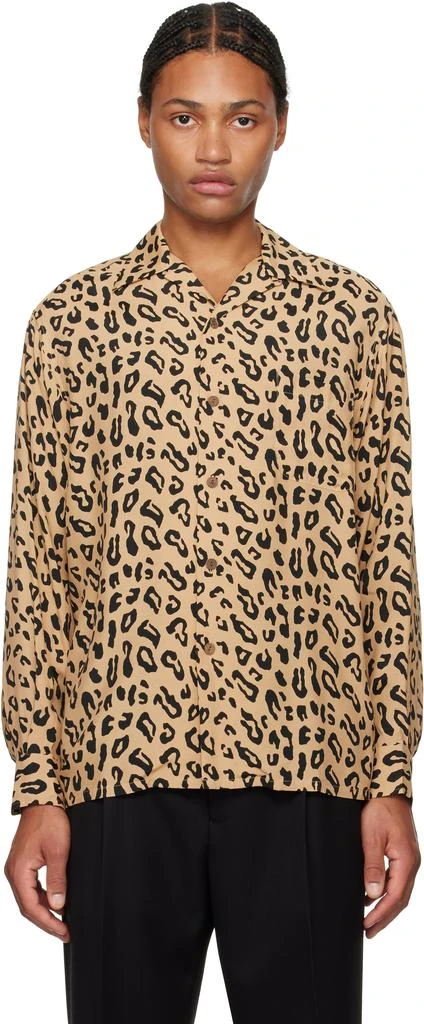 WACKO MARIA Beige Leopard Open Collar Shirt - Shirts - Free  