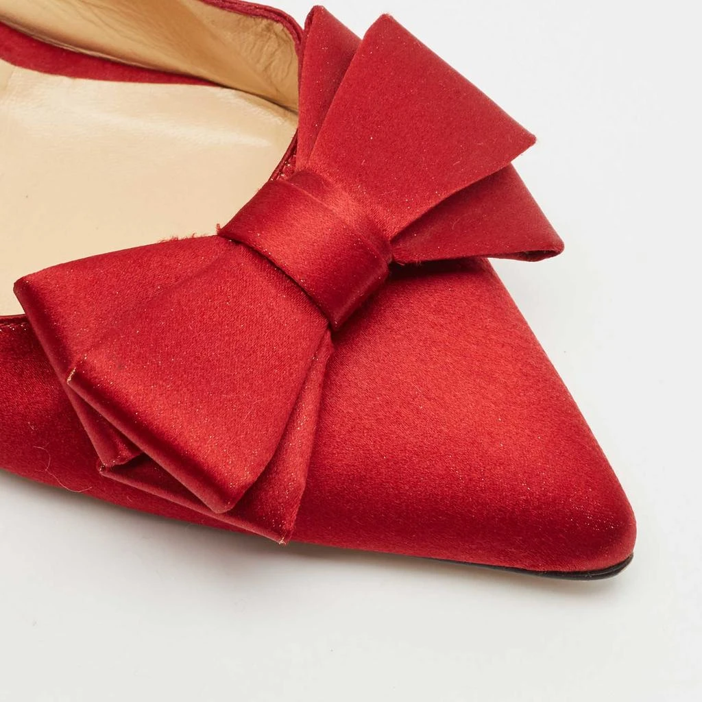 Oscar de la Renta Oscar de la Renta Red Satin Pointed Toe Bow D'orsay Pumps Size 41 7