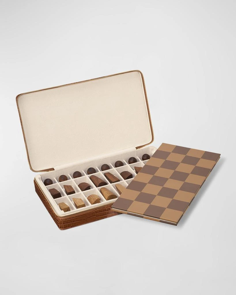 AERIN Enzo Leather Travel Chess Set 1