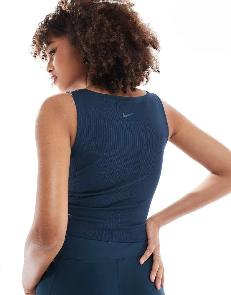 NIKE Nike One Training wrapped ribbed vest in navy 3