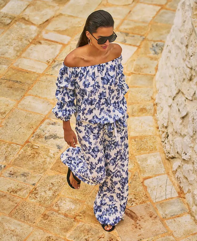 Shop Women's Floral Mid-Rise Wide-Leg Pants on Sale at