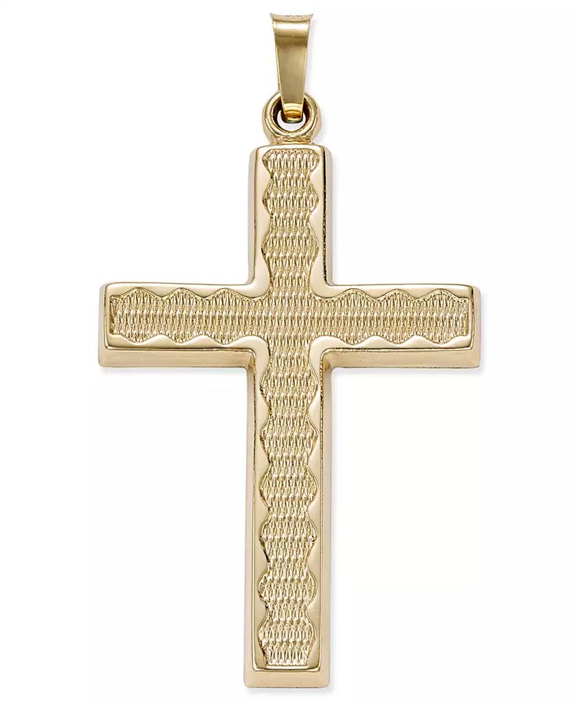 Macy's Rippled Edge Cross Pendant in 14k Yellow Gold